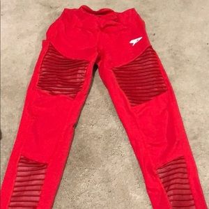 Red moto leggings